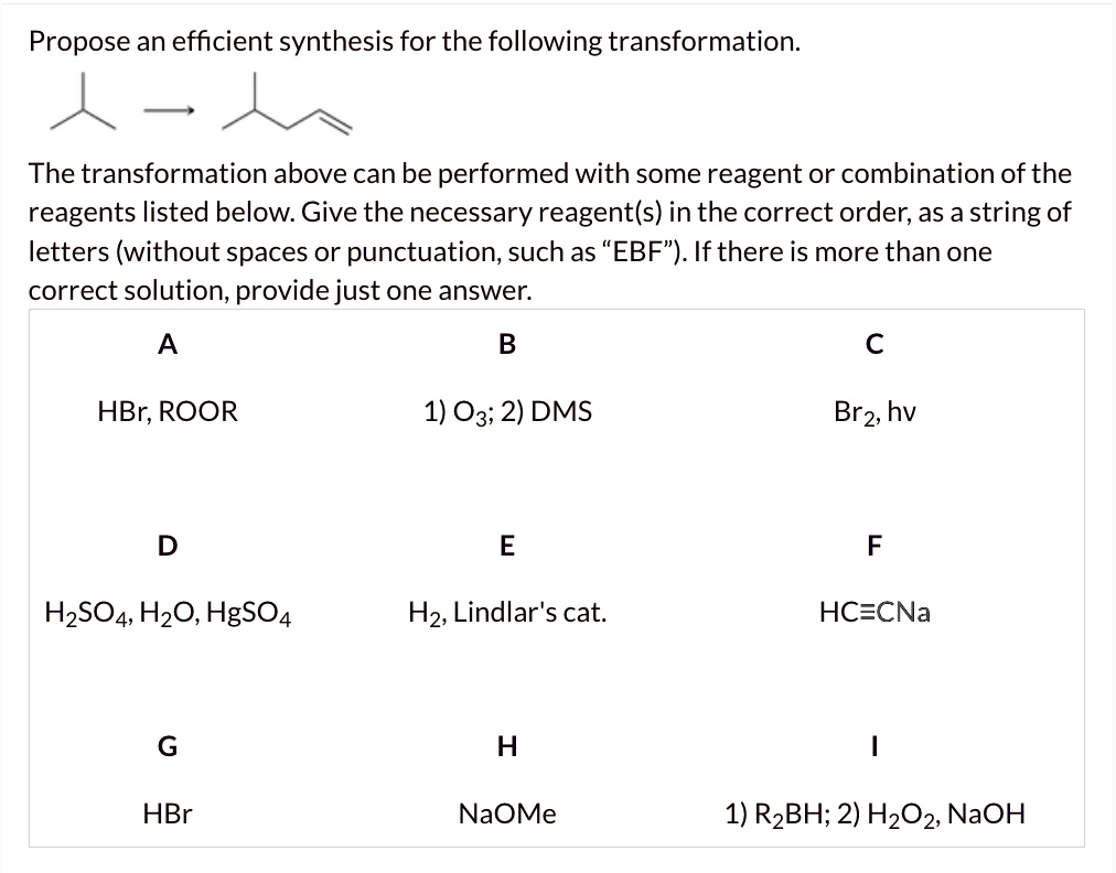 Propose An Efficient Synthesis For The Following Transformation The ...