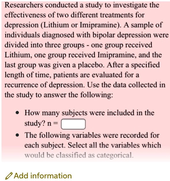 SOLVED Researchers conducted a study to investigate the effectiveness