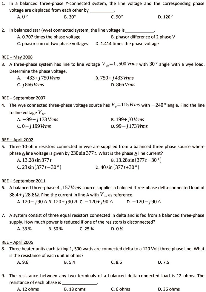 balanced three phase y connected system the line voltage and the ...