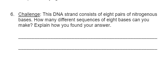 challenge this dna strand consists of eight pairs of nitrogenous 