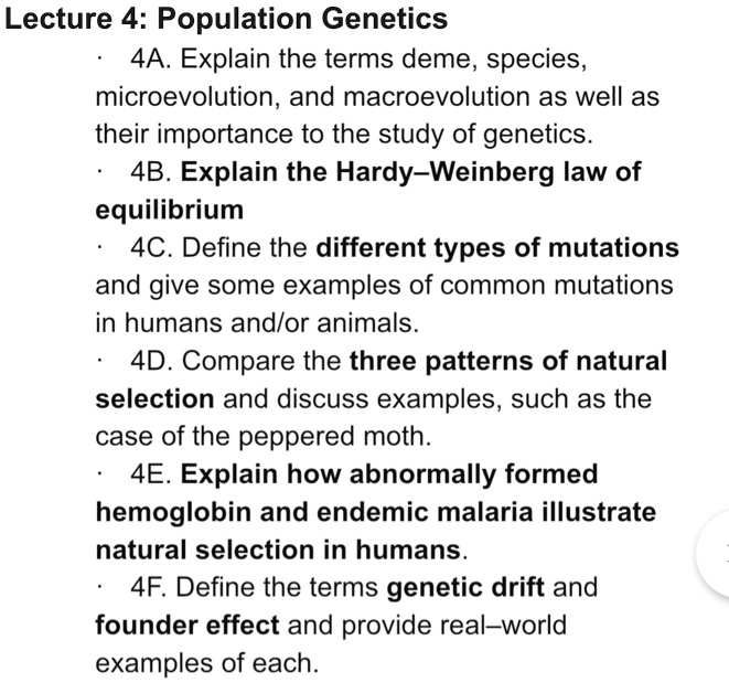 SOLVED: Lecture 4: Population Genetics 4A. Explain the terms deme ...