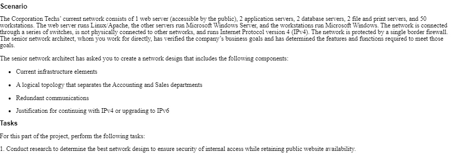 The Corporation Tech's current network consists of 1 web server ...