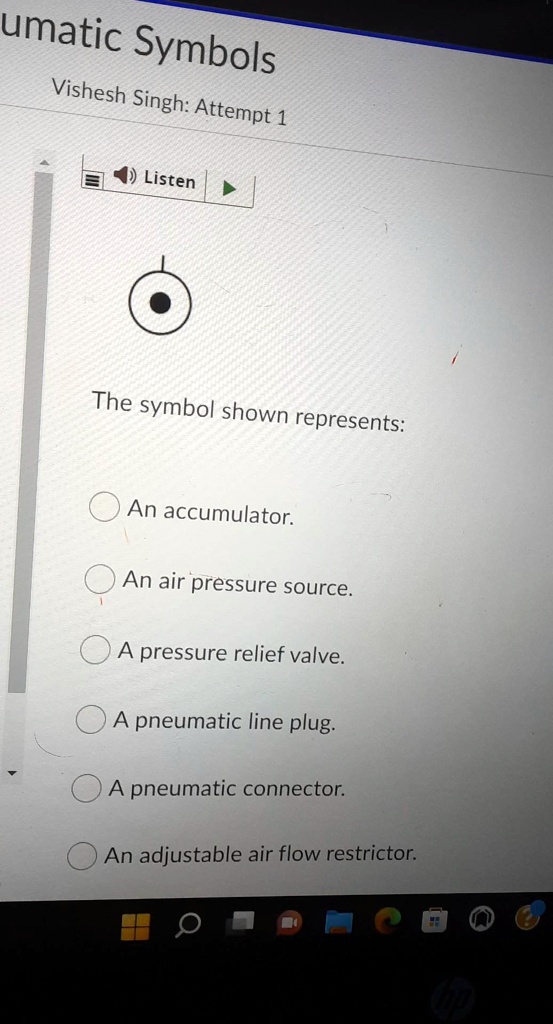 SOLVED The symbol shown represents An accumulator. An air pressure