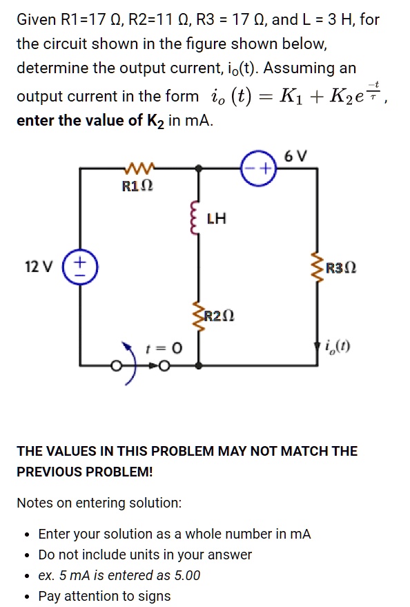 Given R1=17 ?, R2=11 ?, R3 = 17 ?, and L = 3 H, for the circuit shown ...