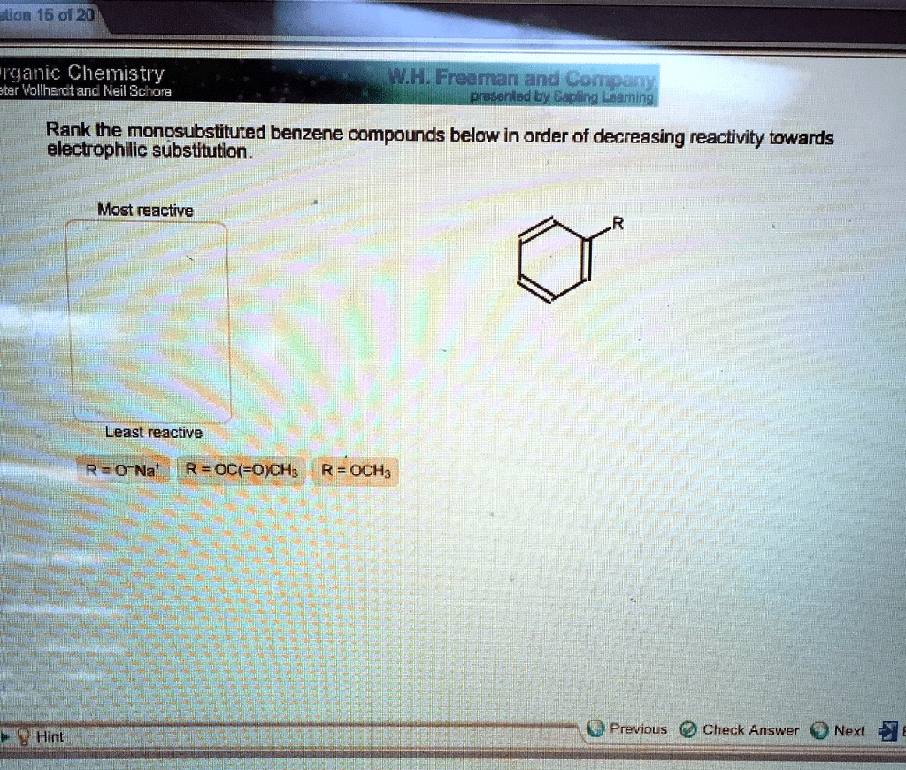 SOLVED: 'Rank the monosubstituted benzene compounds below in order of ...