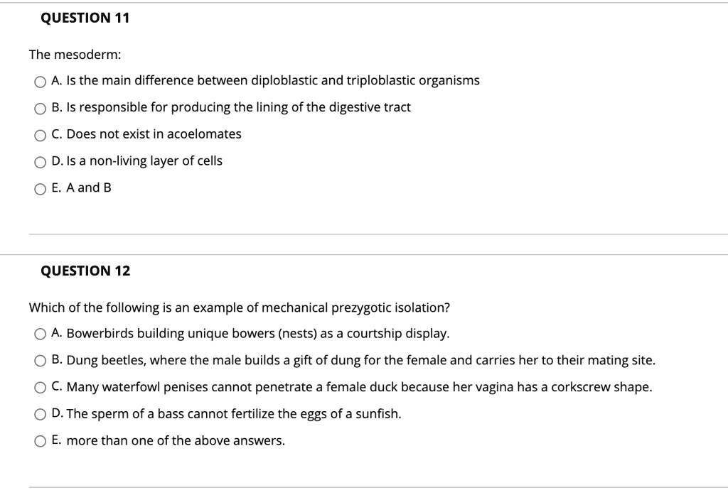 SOLVED: QUESTION 11 The mesoderm: A. Is the main difference between