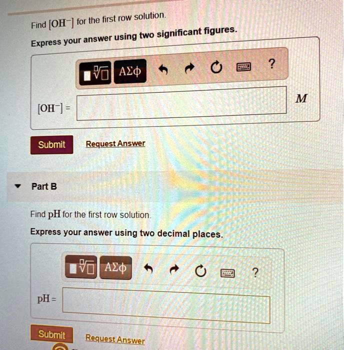 SOLVED Text For the first row solution find OH answer using
