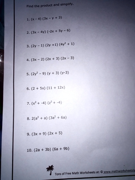 Solved Find The Product And Simplify 1 X 4 3x Y 3 2 3x 4y 2x Sy 6 Zy 1 Zy 1 4v 1 3x