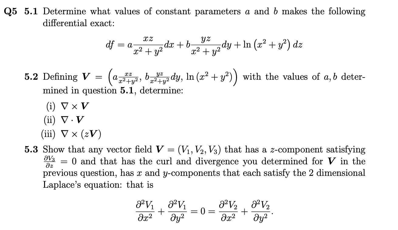 SOLVED: Q5 5.1 Determine what values of constant parameters a and b ...