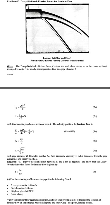 SOLVED: Problem 4.2: Darcy-Weisbach Friction Factor for Laminar Flow ...