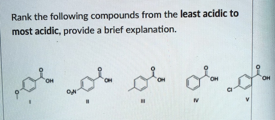 Solved Rank The Following Compounds From The Least Acidic To Most Acidic Provide A Brief