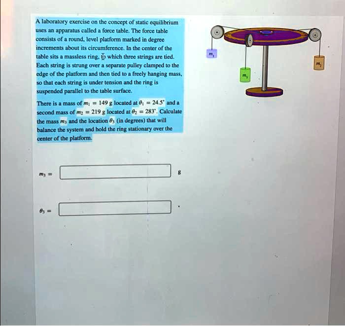 SOLVED: A laboratory exercise on the concept of static equilibrium uses ...