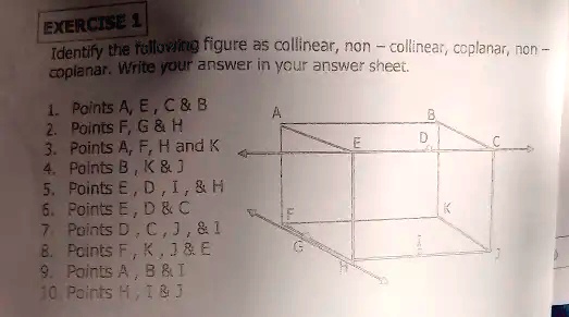 Solved Exercicee Identiy The Follueig Figure A5 Collinear Non Collinea Coplanar Non