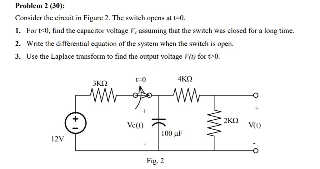 problem 2 30 consider the circuit in figure 2 the switch opens at t0 1 ...