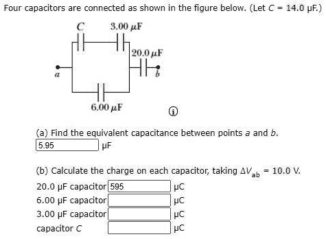 Four Capacitors Are Connected As Shown In The Figure Below. (Let C = 14 ...