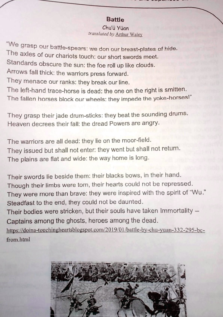 SOLVED What is the imagery used in the poem 'Battle' by Chu Yuan
