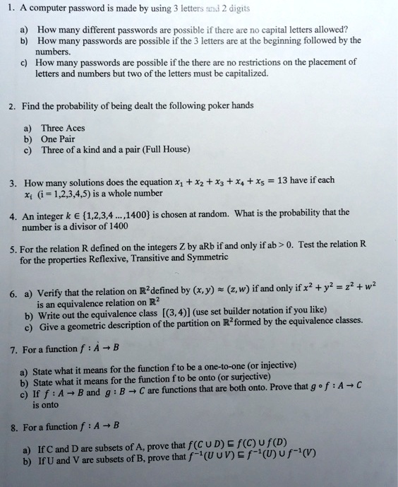 SOLVED: computer password made by using letters '14] digus How many ...