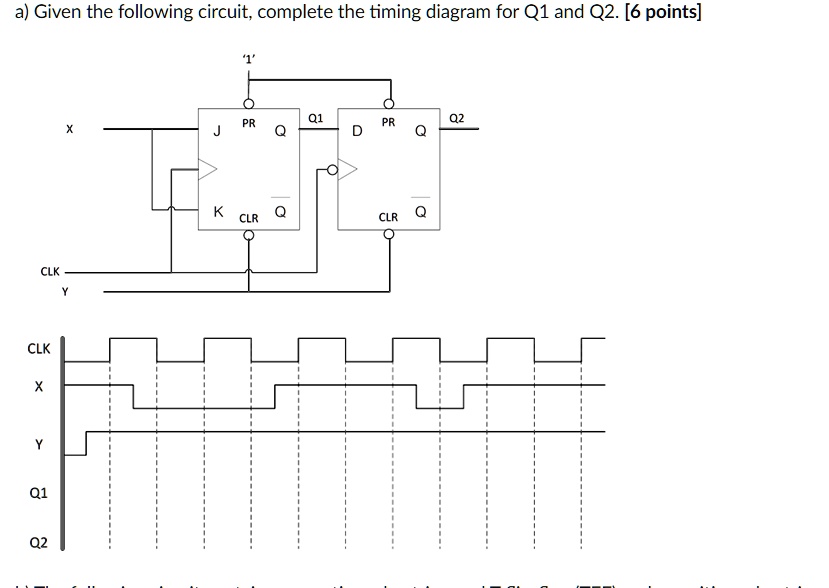 SOLVED: a Given the following circuit.complete the timing diagram for ...
