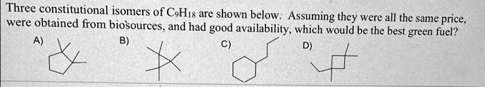 SOLVED: Texts: Three constitutional isomers of C6H14 are shown below ...