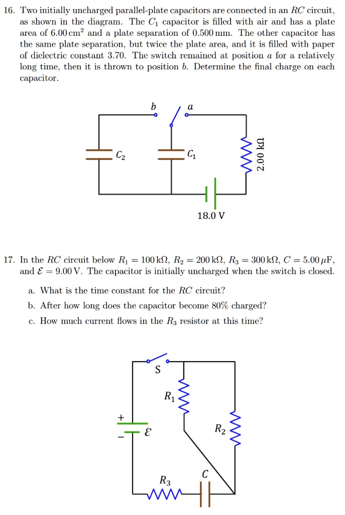 SOLVED Two initially uncharged parallelplate capacitors are connected