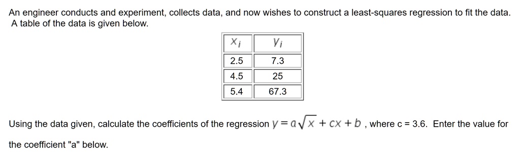 SOLVED:An engineer conducts and experiment, collects data, and now ...