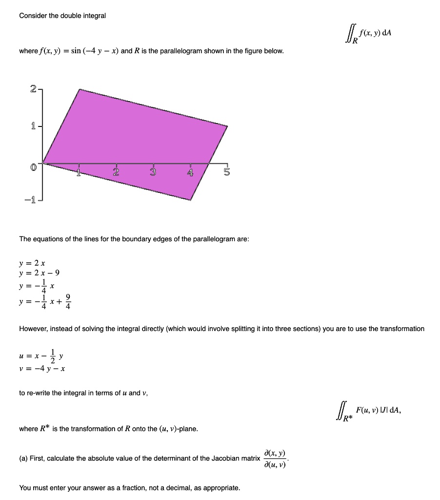 SOLVED: Consider the double integral f(x,y) dA where f(x, y) = sin (Γβ¬4 ...
