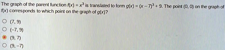 SOLVED: The graph of the parent function fx) x3 is translated to form ...
