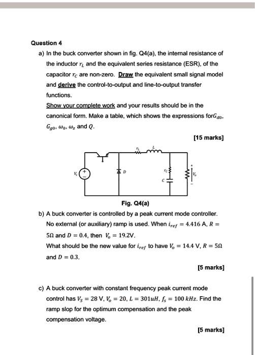 SOLVED: In the buck converter shown in Fig. Q4a, the internal ...