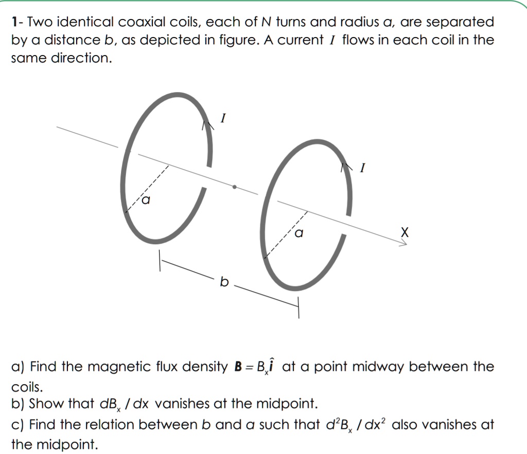 SOLVED: 1- Two Identical Coaxial Coils, Each Of N Turns And Radius A ...