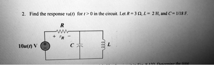 2. Find the response vR(t) for t > 0 in the circuit. Let R = 3 Ω, L = 2 H, and C = 1/18 F.
10u(t) V
