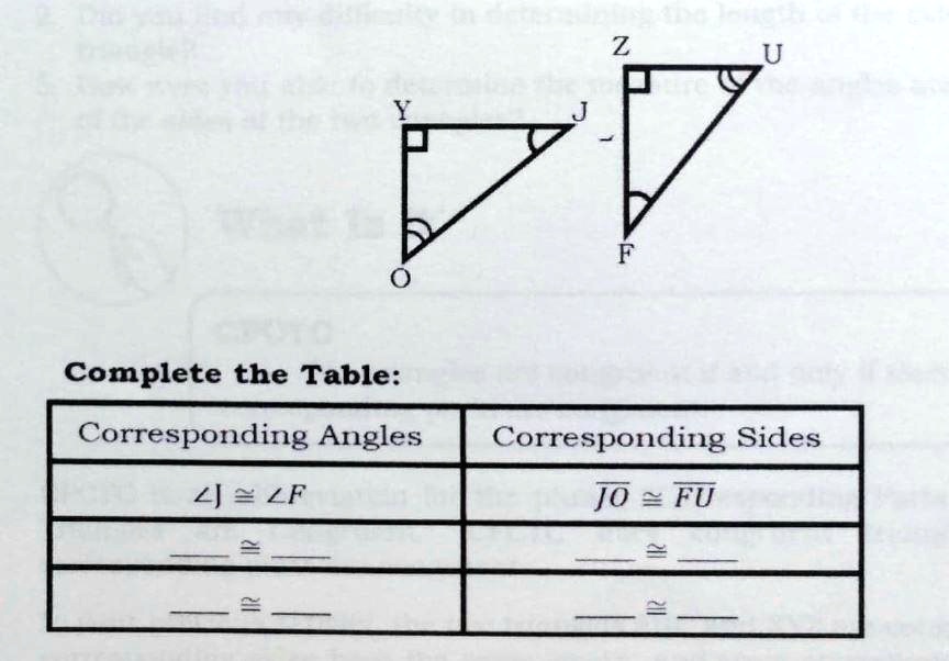 Corresponding Sheets Corresponding Sides And Corresponding Angles Worksheets