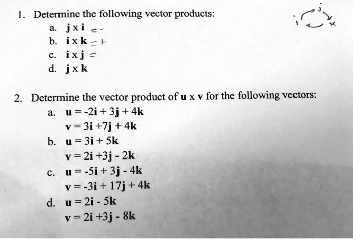 Determine The Following Vector Products J X I K I X K J J X K I Determine The Vector