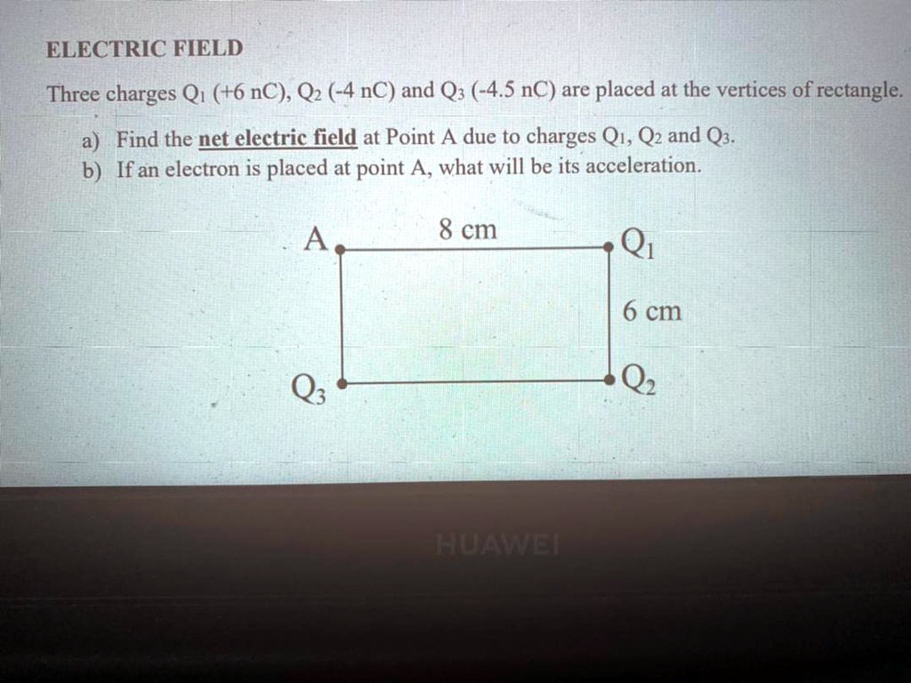 SOLVED:ELECTRIC FIELD Three charges Q22323 (+22323nC), Q223 (-223 nC) and Q23