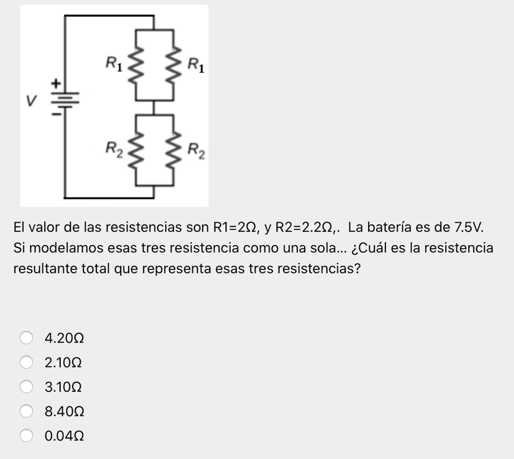SOLVED: R; R1 Rz Rz El valor de las resistencias son R1=20, y R2=2.2Î