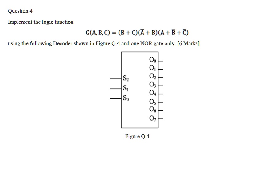 SOLVED: Implement the logic function G(A,B,C)=(B+ C)(A+ B)(A+B+ C ...