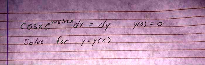 ys ex cosxe dx solve fer y yk 03123