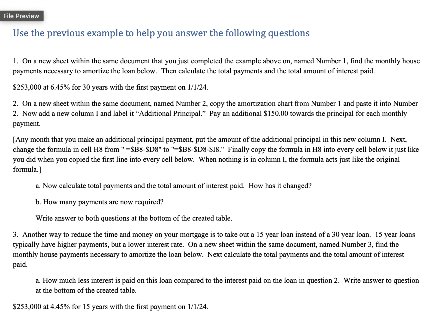 SOLVED File Preview Use the previous example to help you answer the