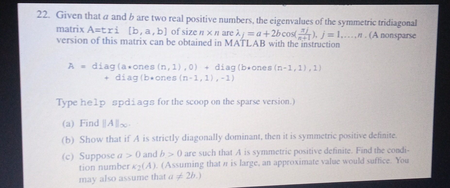 22 given that a and b are two real positive numbers the eigenvalues