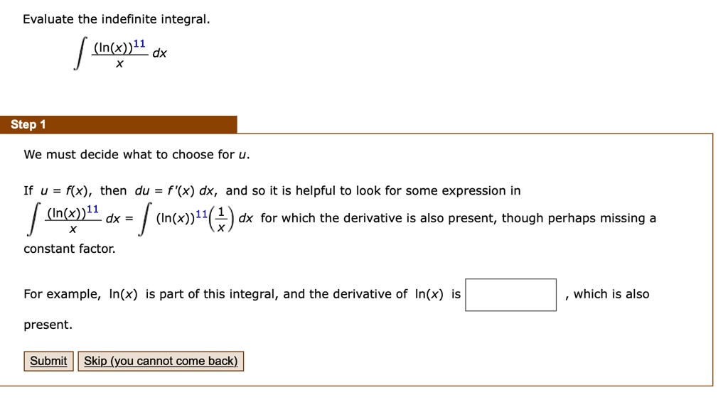 SOLVED: Evaluate the indefinite integral: âˆ«(ln(x))^2 dx Step 1: We ...