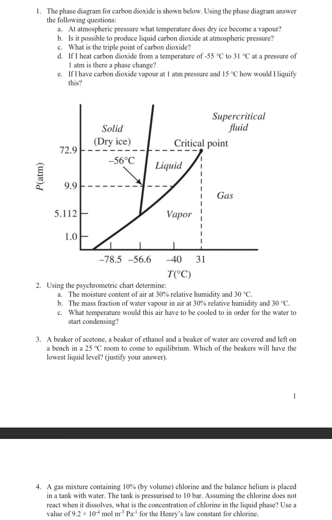 1. The phase diagram for carbon dioxide is shown below. Using the phase ...