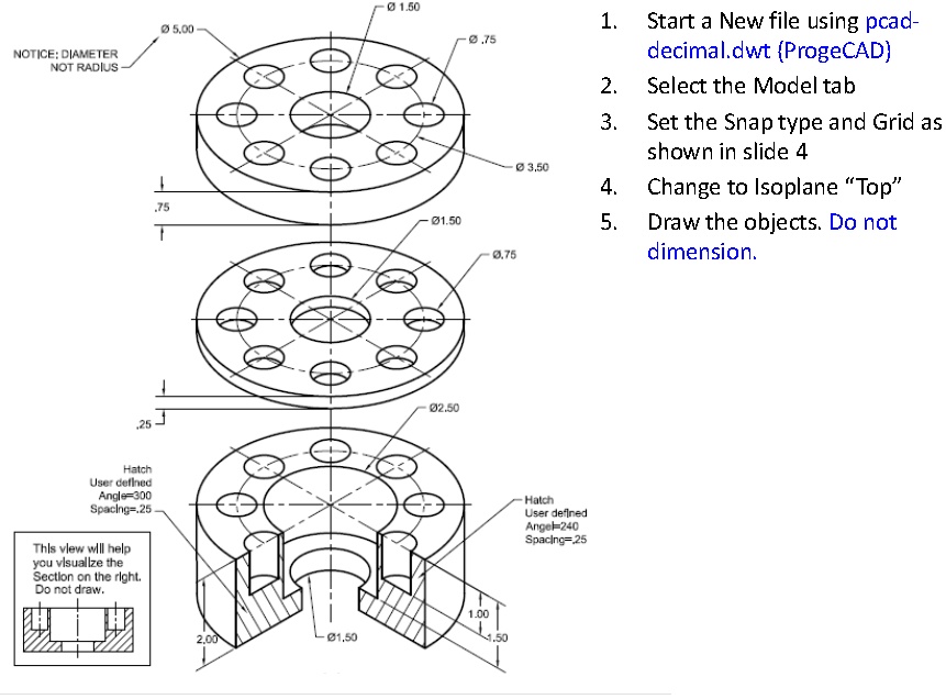 'make a plates in autocad/projecad - this is 2D model and isometric ...