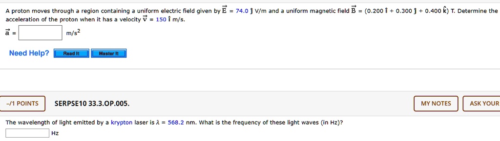 Solved Proton Moves Through Region Containing Uniform Electric Field Given By E 740 Vlm And 3327