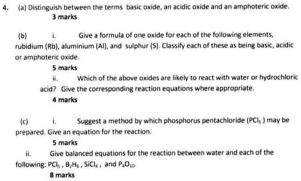 SOLVED: (a) Distinguish between the terms basic oxide, acidic oxide ...