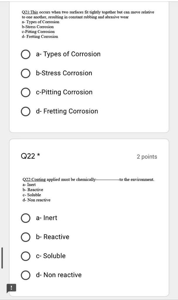 SOLVED Q2E This occurs when two surfaces fit tightly together but can