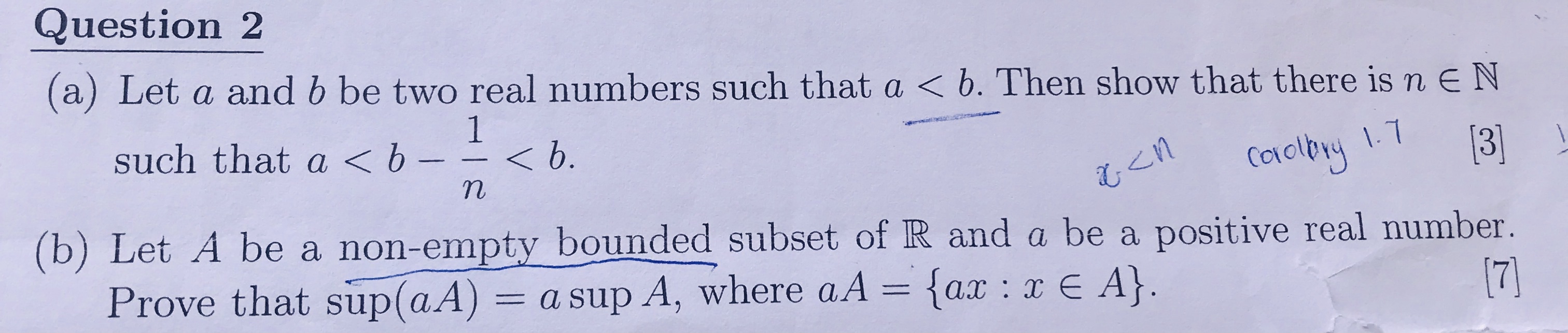 SOLVED: Question 2 (a) Let A And B Be Two Real Numbers Such That A