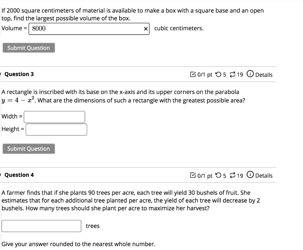 SOLVED If 2000 Square Centimeters Of Material Is Available To Make A