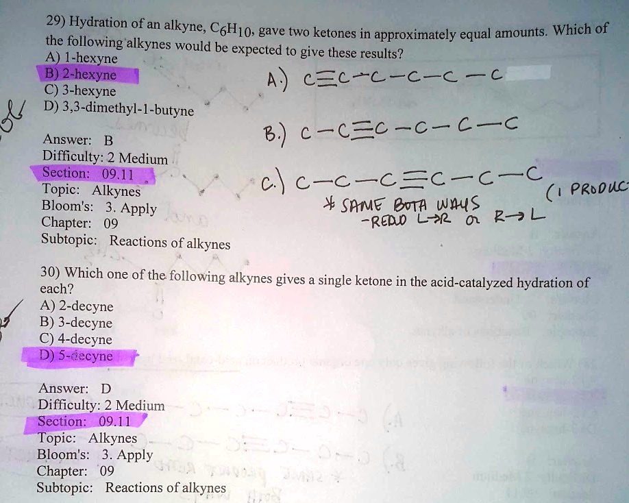 VIDEO solution: 29) Hydration of an alkyne, C2H2O, gave two ketones in ...