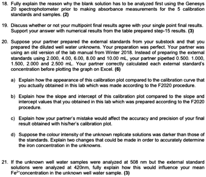 SOLVED 18. Fully explain the reason why the blank solution has to be