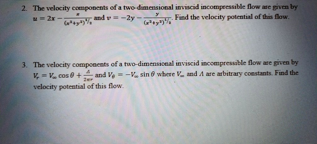the velocity components of a two dimensional inviscid incompressible ...