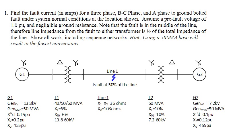 SOLVED: Find the fault current (in amps) for a three-phase B-C Phase ...